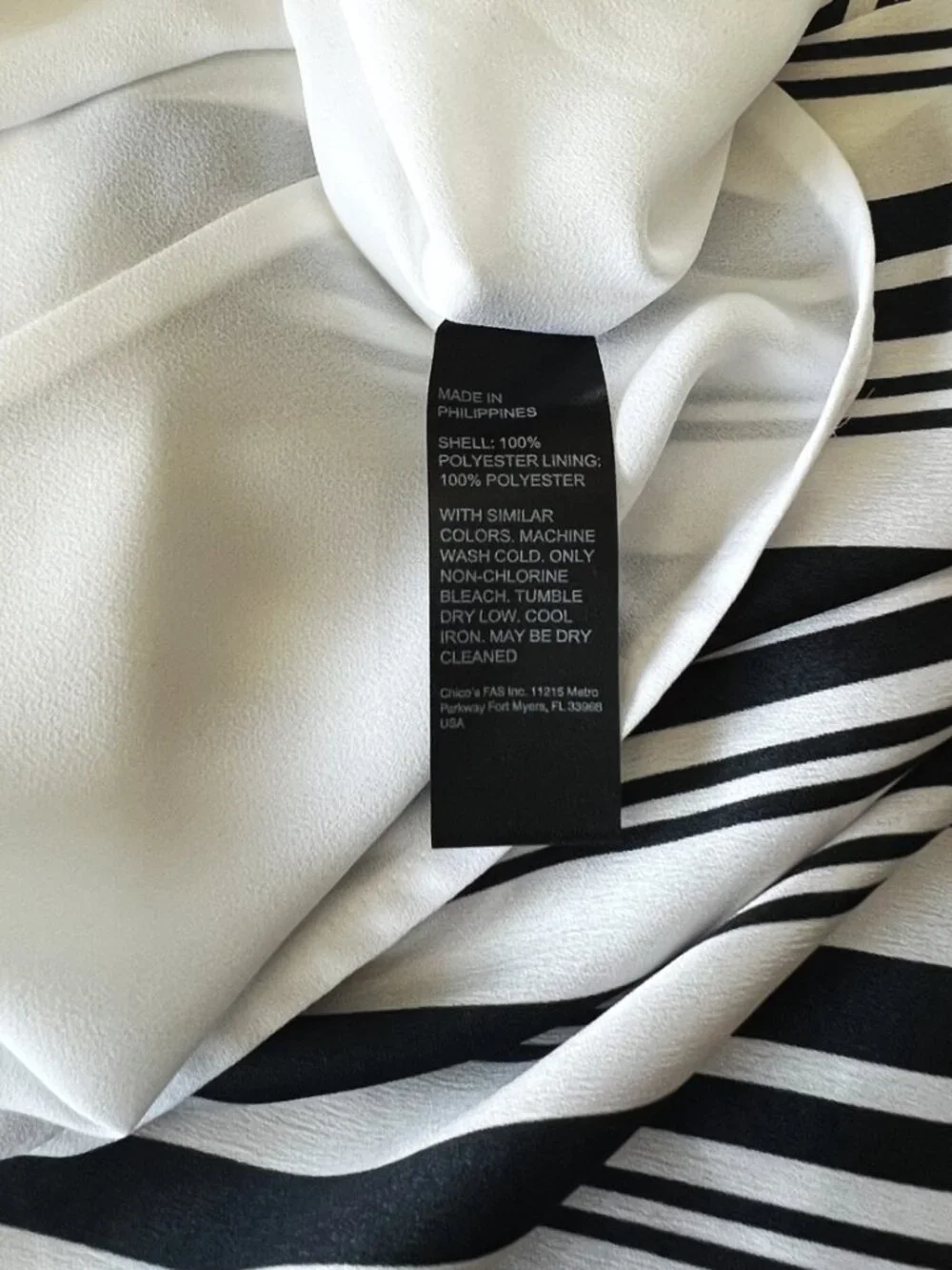 Chico's Black Label stripe sleeveless A-line midi dress black white size 16 NWT